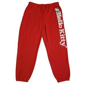 Hello Kitty Sanrio Red Cropped Joggers Womens Size XL Kawaii Cute Kidcore
